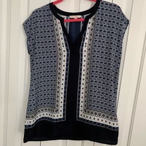 Skies Are Blue Mazal Split Neck Blouse